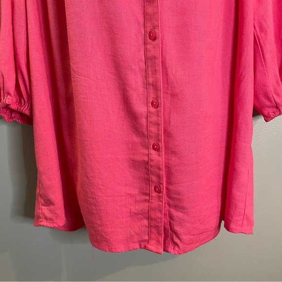 ASHLEY STEWART 3/4 Sleves Top Pink 80% Rayon 20% Linen SZ/14 - Picture 4 of 7